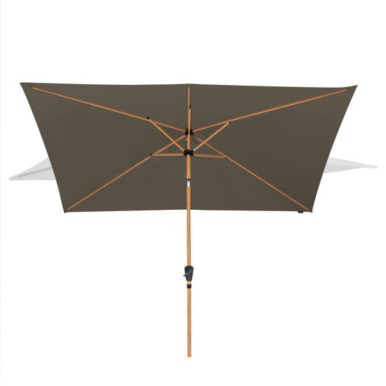 VONROC Premium Stick Sonnenschirm Rapallo 200x300cm - Inkl. Schutzhülle - Rechteckiger Sonnenschirm - Neigbar - UV-beständiges Tuch - Holzoptik - Taupe