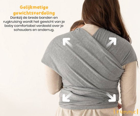 Frummel Baby Sling Grey - Baby Tragetuch - Babytrage - Gewebtes Tragetuch - Baby 0-36 Monate - Neugeborenes