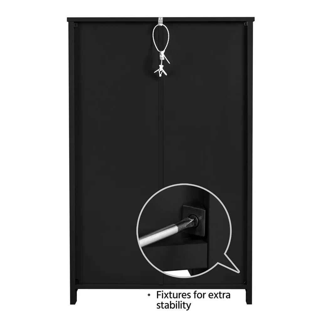 Yaheetech Badezimmerschrank 55,5 x 29,5 x 86,5 cm – Schwarz – Badezimmermöbel mit 3 Schubladen und verstellbarem Einlegeboden