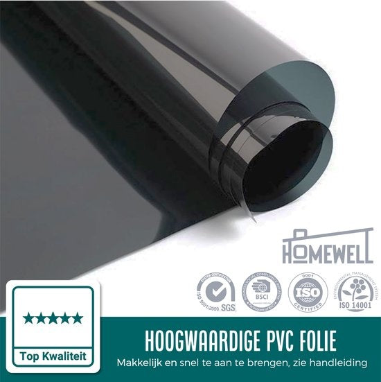 Homewell Isolerende Raamfolie 120x300cm - UV protectie - Zonwerend & Zelfklevend- Zwart Tint 39% - HR+
