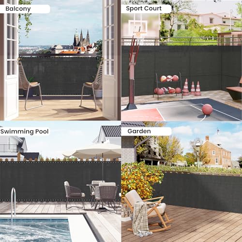 Woltu Sichtschutztuch für Gartenzaun 1,5 x 15 m - Anthrazit - Wetterfest und UV-beständig
