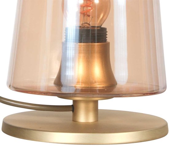 Tischlampe Ancilla 3103ME Messing, E27-Fassung, Touch-Ein-/Ausschaltung – Klassisches Design von Steinhauer – Aus Metall, Glas und Elektronik – 180 cm langes Kabel – Für den Innenbereich