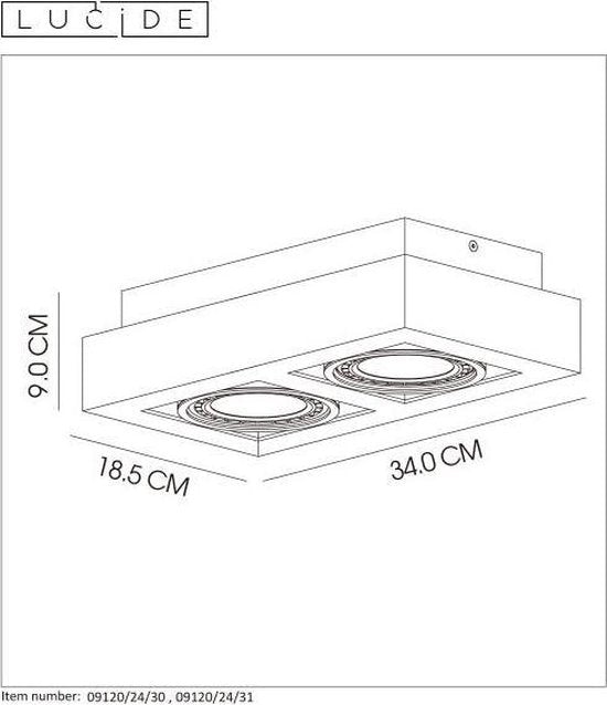 Lucide ZEFIX – Deckenstrahler (Deckenleuchte) – LED „Dim to warm“ – GU10 (ES111) – 2×12 W, 2200 K/3000 K – Schwarz