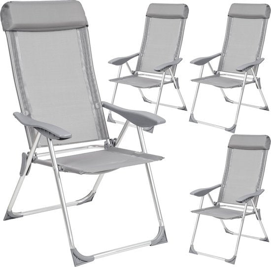 tectake - Campingstühle - Campingstuhl - Gartenstuhl Terrassenstuhl - klappbar - 4er Set - grau - 402181