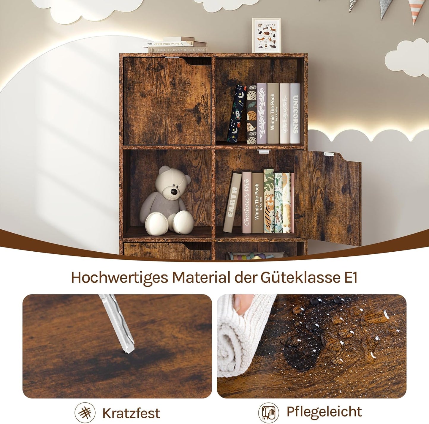 Woltu Bistrotisch Vintage Metall und MDF 100 x 40 x 100 cm Schwarz