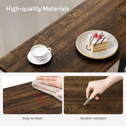 Woltu Bartisch mit Metallgestell und Spanplattenplatte - Vintage Holz - 100 x 40 x 100 cm
