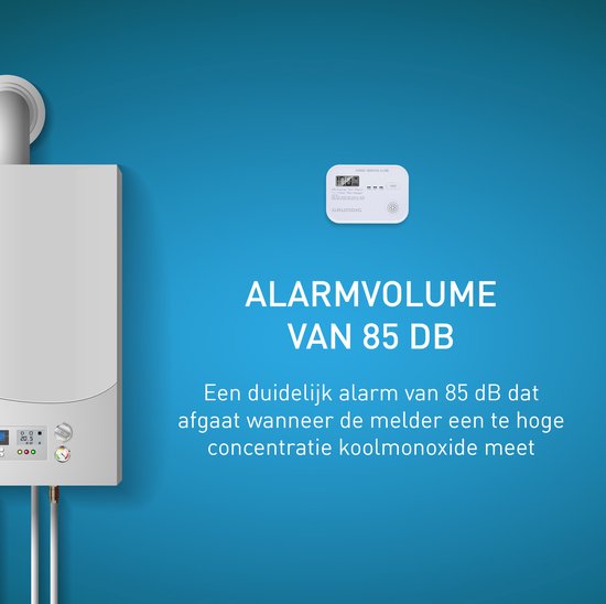 Grundig CO-Melder - Kohlenmonoxid-Melder mit 10-Jahres-Batterie - Co-Meter mit LCD-Display, Alarm bei niedrigem Batteriestand und Sensorfehleralarm - Co2-Melder 85dB Alarm - Wandmontage - Weiß