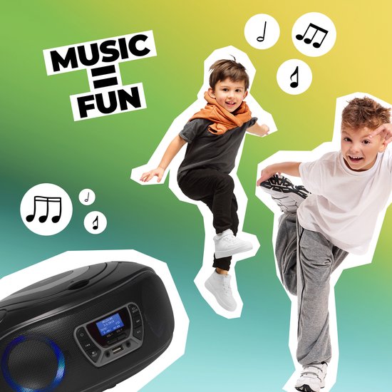Denver Tragbares DAB-Radio CD-Player Kinder - Bluetooth - Lichteffekte - Boombox - AUX - FM - TDB212GREY