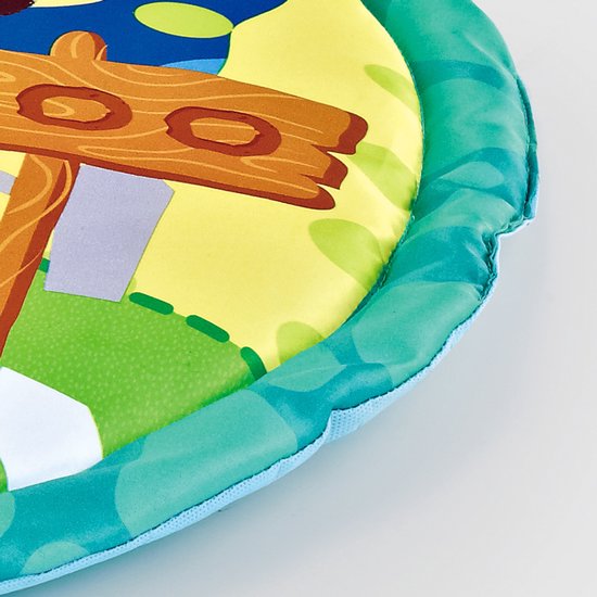 FUEGOBIRD – Baby-Spielmatte – Colorful Zoo – Deluxe-Spielmatte – Spielzeug zum Erkunden von Farben und zum Greifen – Schöne Klänge – Förderendes Spiel für Babys ab 2 Monaten – Rund