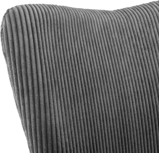 tectake Ohrensessel im skandinavischen Stil - Cord Hygge - Sessel für Wohnzimmer, Schlafzimmer - Loungesessel - Schwarze Metallbeine - Belastbarkeit bis 150 kg - Grau