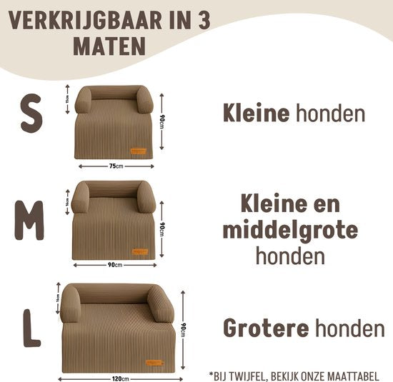 By Cee Cee Original Hundedeckenbank - Hundedeckenbank - Hundekorb - Premium - komplett mit Reißverschluss - Rippengewebe - Braun - 90x90 - Größe M