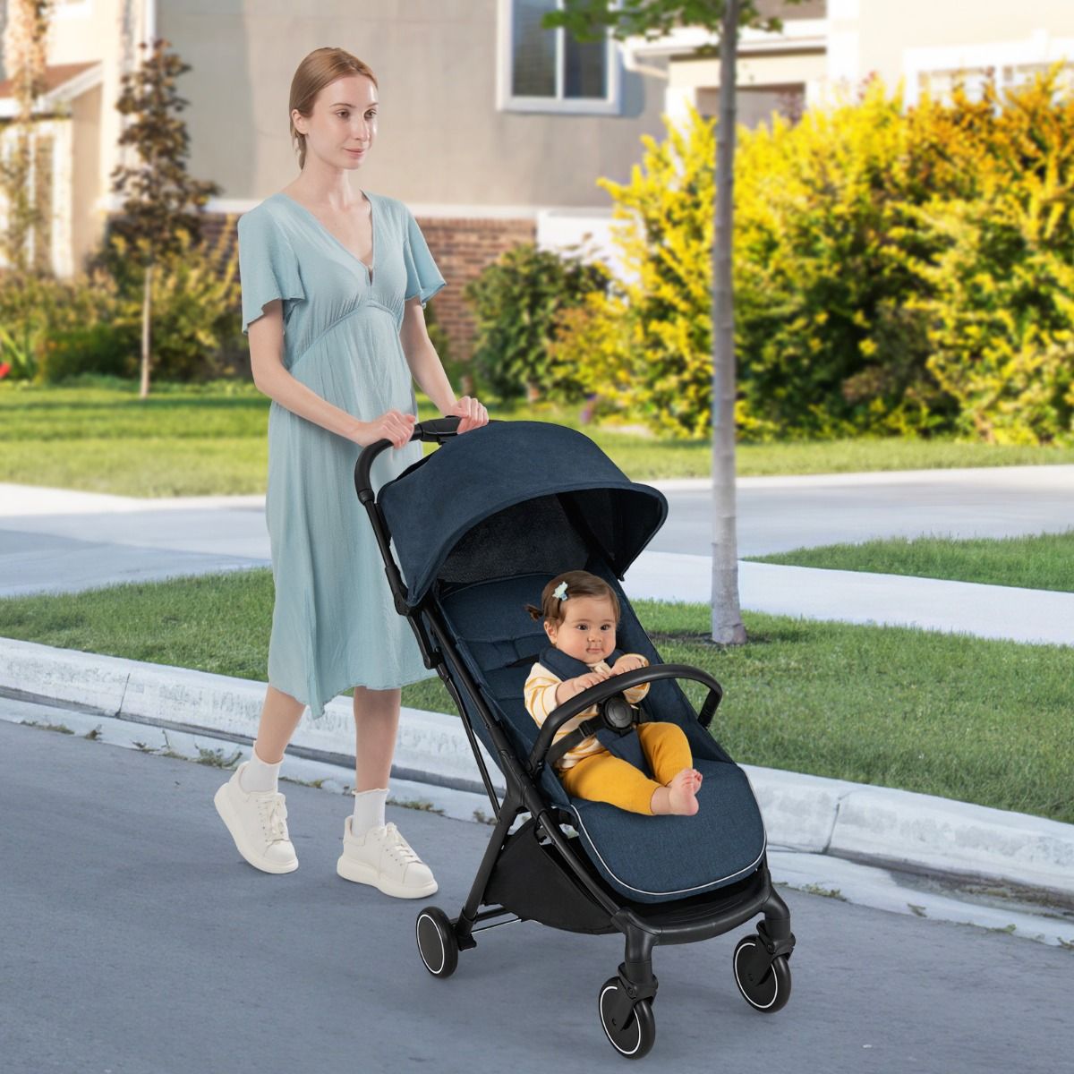 Coast Kinderwagen – leicht und kompakt – mit einer Hand zusammenklappbar – dunkelblau