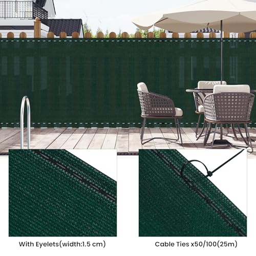 Woltu Schattentuch 1,5 x 15 m Grün - Sichtschutz und Windschutz für Garten und Balkon