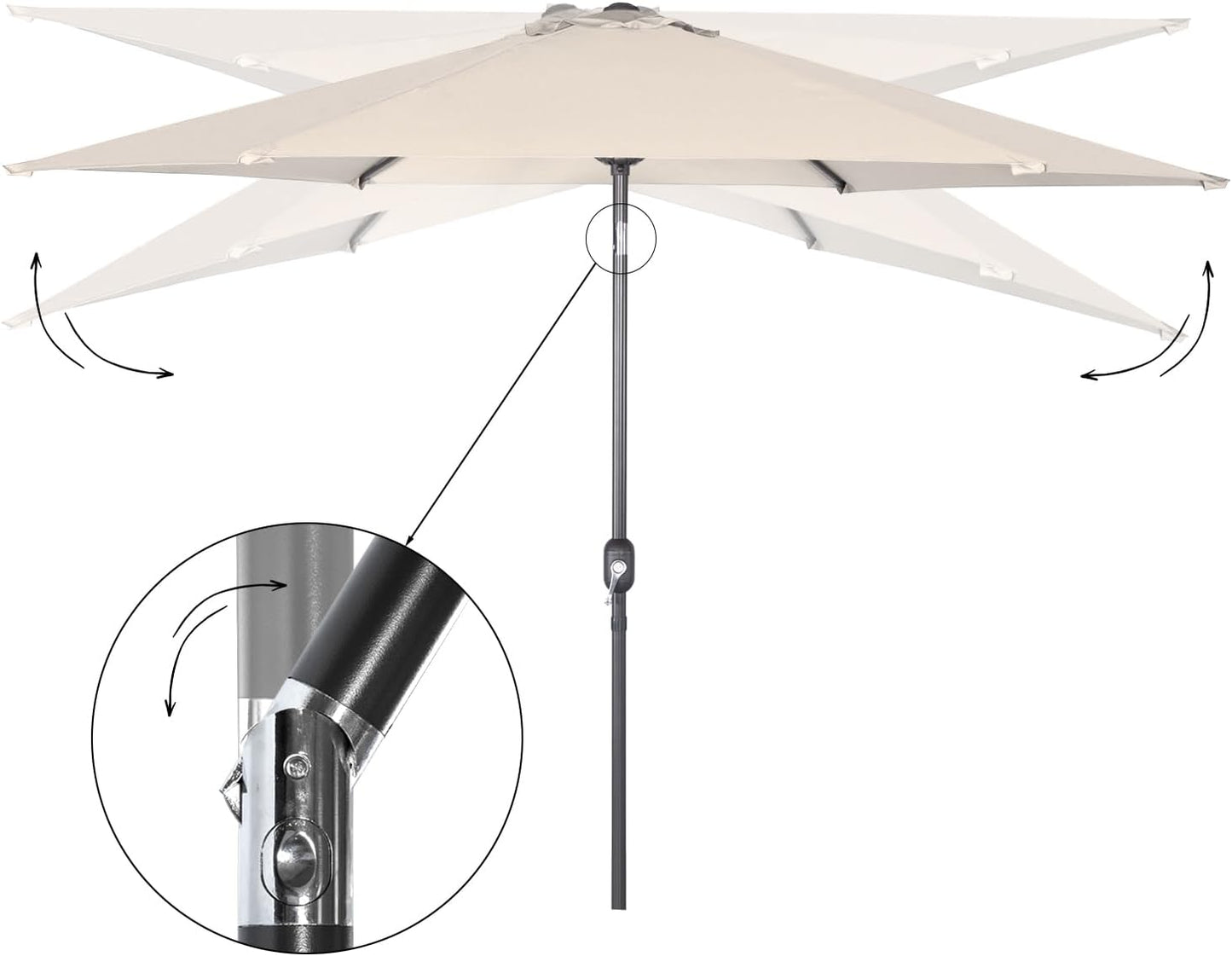 Angel Living Sonnenschirm - Ø300 cm - Kippbar - Creme
