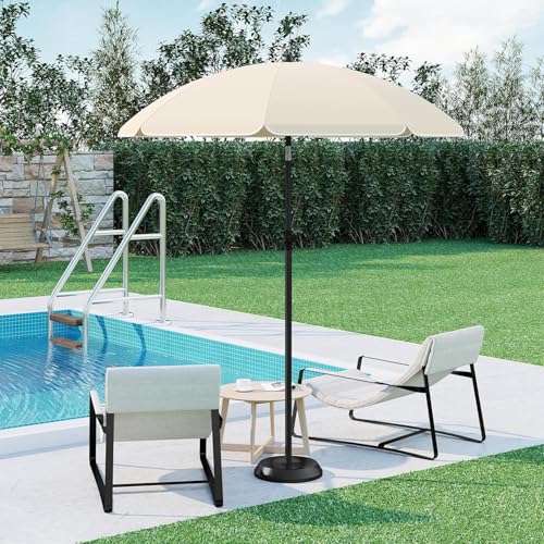 Woltu Sonnenschirm Beige - Durchmesser 135 cm - Verstellbare Höhe und Neigungswinkel