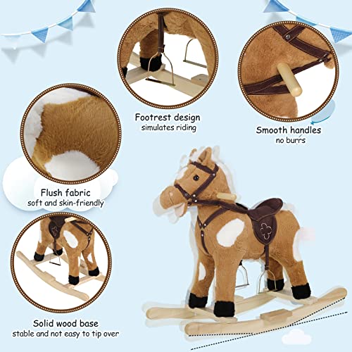 Woltu Schaukeltier für Babys mit Sound und Griffen - Plüsch und PP Baumwolle - 74 x 65 x 34 cm