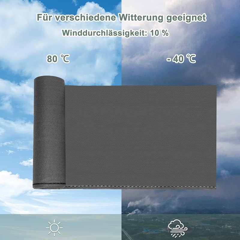 Woltu Fence Screen 1,5 x 25 m - Anthrazit - HDPE-Schattennetz 150 g/m² - Sicht- und Windschutz