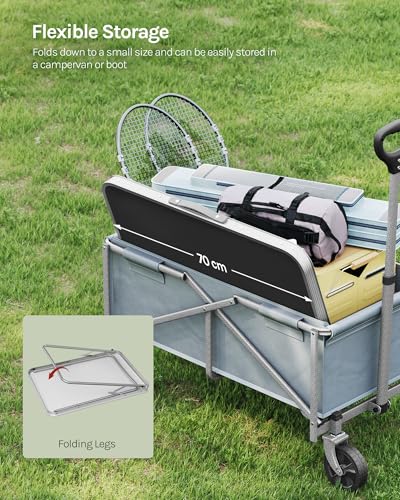 Woltu Faltbarer Campingtisch Aluminium und MDF Schwarz 70 x 60 x 50 cm