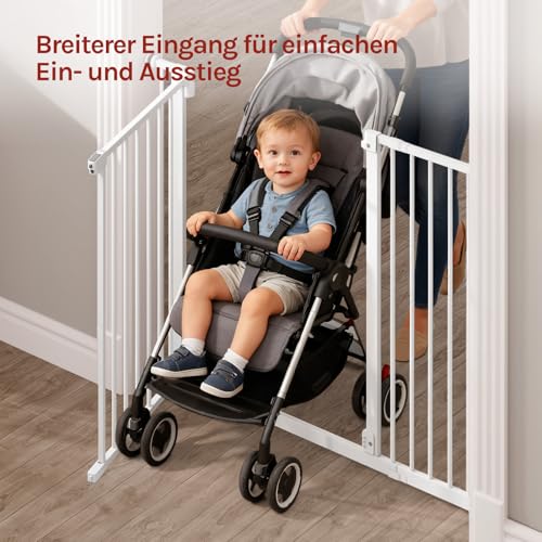 Woltu Sicherheitstor für Treppen und Türen - Weiß - 75-97 cm Verstellbar
