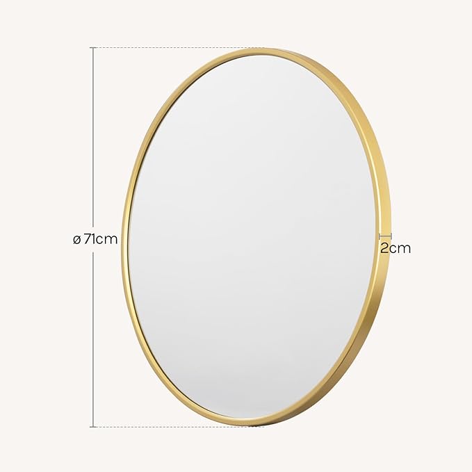 WOLTU MB6094gd04 - Beleuchteter runder Wandspiegel - 71 cm - goldener Metallrahmen