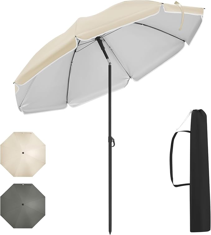 WOLTU GSS0007be01 Balkon-Sonnenschirm 135 cm - UPF 50+ - Höhenverstellbar und 35 Grad neigbar - Beige