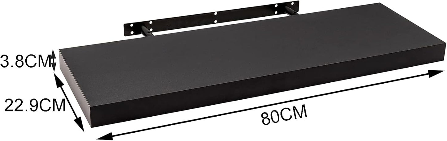 Woltu Schwebendes Wandregal - 80x22,9x3,8 cm - Schwarz - MDF Wandregal Modern und platzsparend