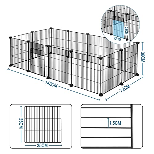 Eugad Modular Zaun für kleine Haustiere Schwarz 142 x 72 x 36 cm