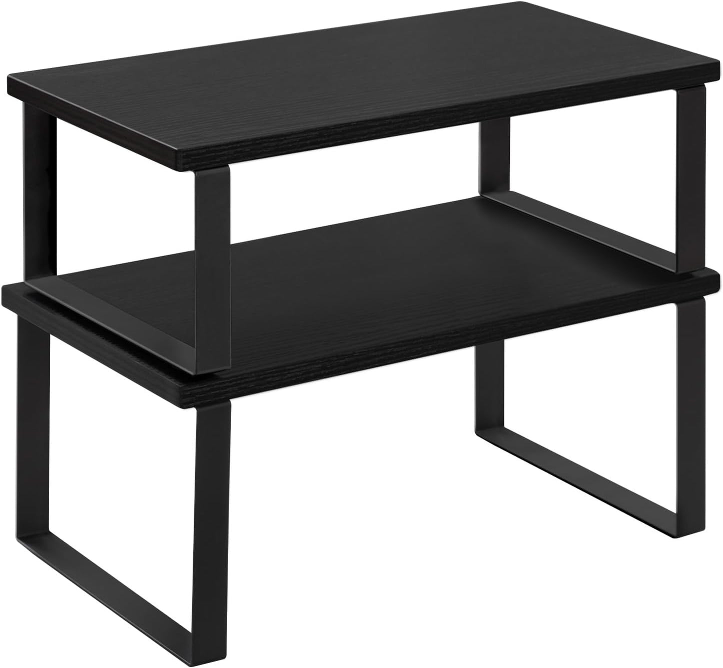 Woltu 2-teiliges stapelbares Gewürzregal – Schwarz – MDF & Metall – 34 x 19,5 x 15,5 cm