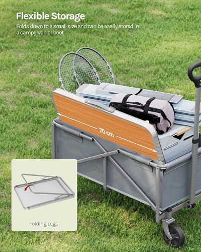 Woltu Faltbarer Campingtisch MDF und Aluminium - Leichter Garten- und Picknicktisch 70 x 60 x 50 cm Eiche