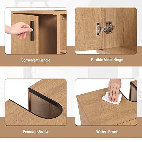 Eugad Badezimmerschrank unter Waschbecken mit Tür und 2 offenen Regalen schwarz 60 x 60,5 x 30 cm