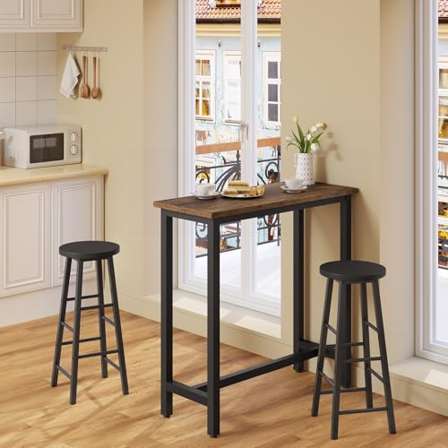 Woltu Bartisch mit Metallgestell und Spanplattenplatte - Vintage Holz - 100 x 40 x 100 cm
