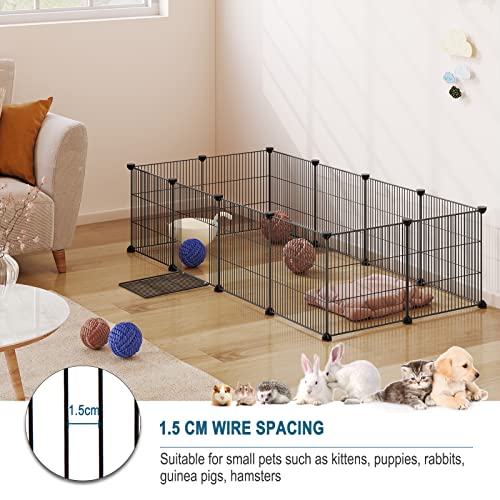 Eugad Modular Zaun für kleine Haustiere Schwarz 142 x 72 x 36 cm