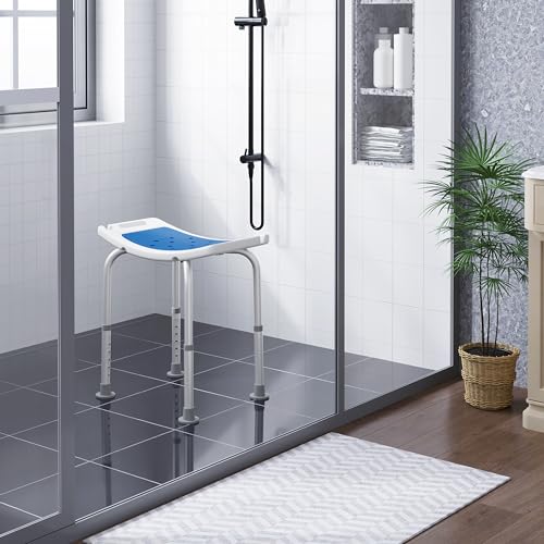 Eugad Duschsitz Verstellbar - Ergonomisch, Rutschfest, Aluminium - Silber