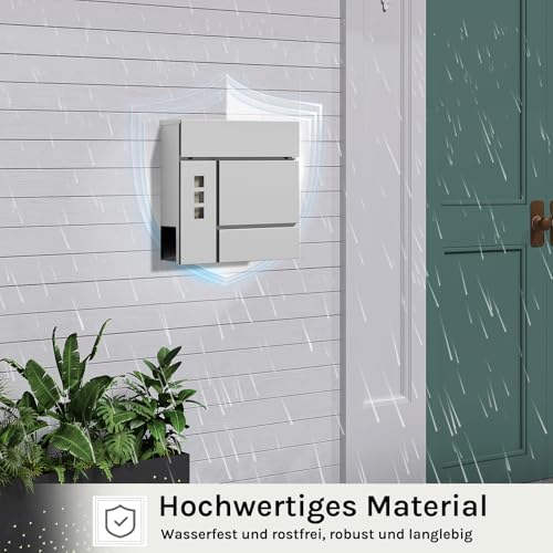 Woltu Briefkasten mit Zeitungsfach und Sichtfenster Grau 37 x 37 x 10,5 cm