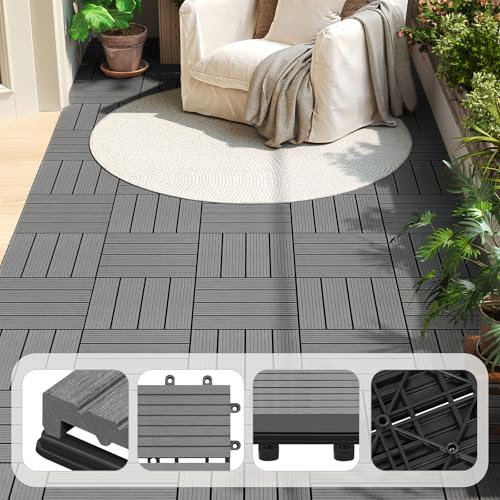 Woltu Outdoor-Terrassenfliesen 22 Stück Hellgrau 30 x 30 cm