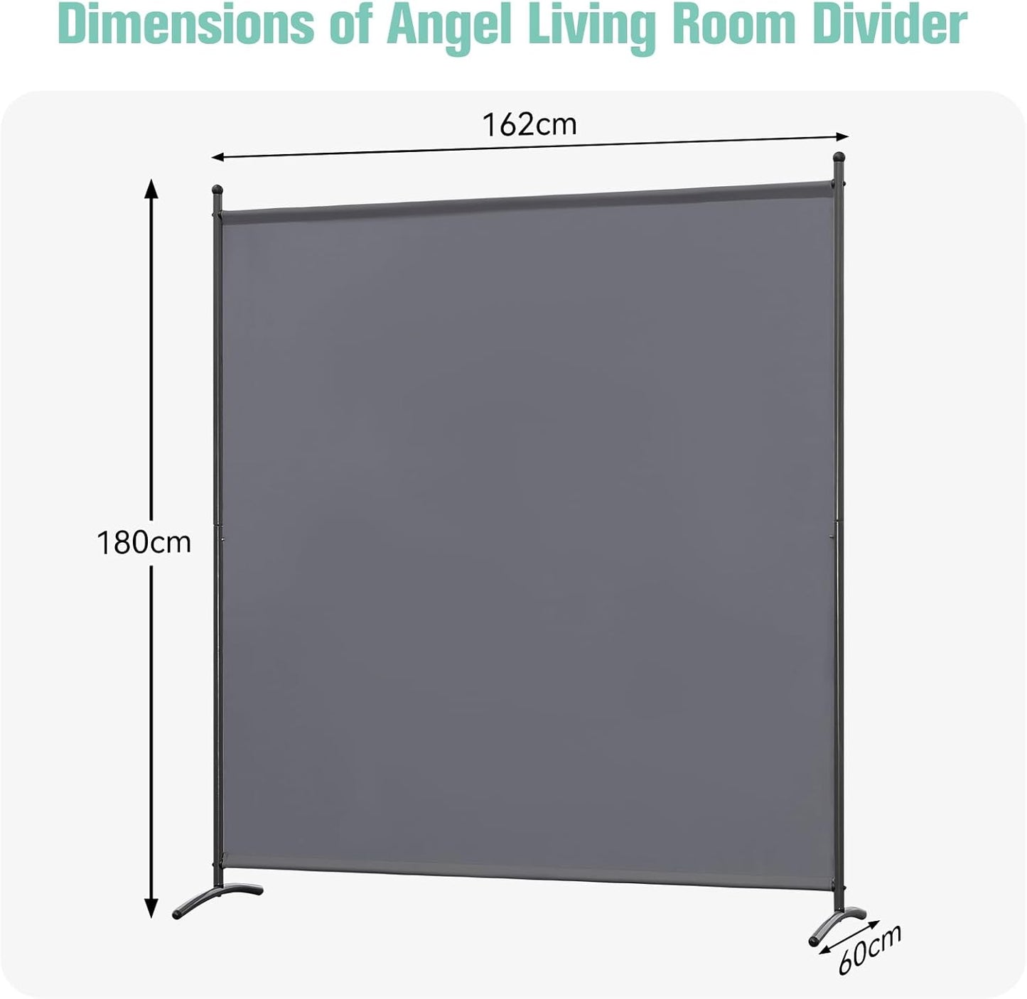 Angel Living Paravent - Moderner Paravent & Raumteiler - Sichtschutz für drinnen & draußen, Grau - 162 x 180 cm