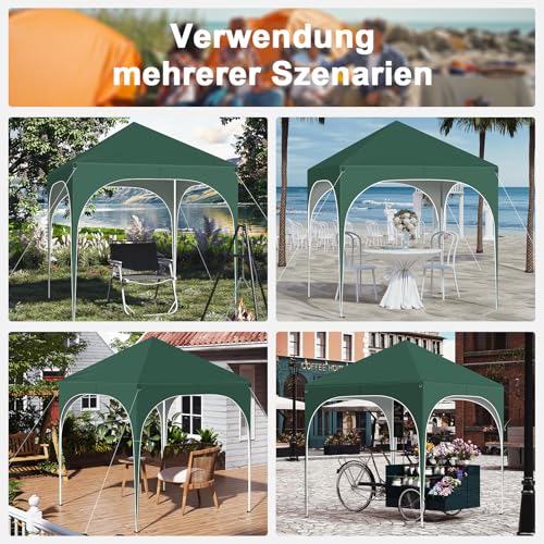 Woltu Faltpavillon 2 x 2 m mit 4 herausnehmbaren Wänden Grün