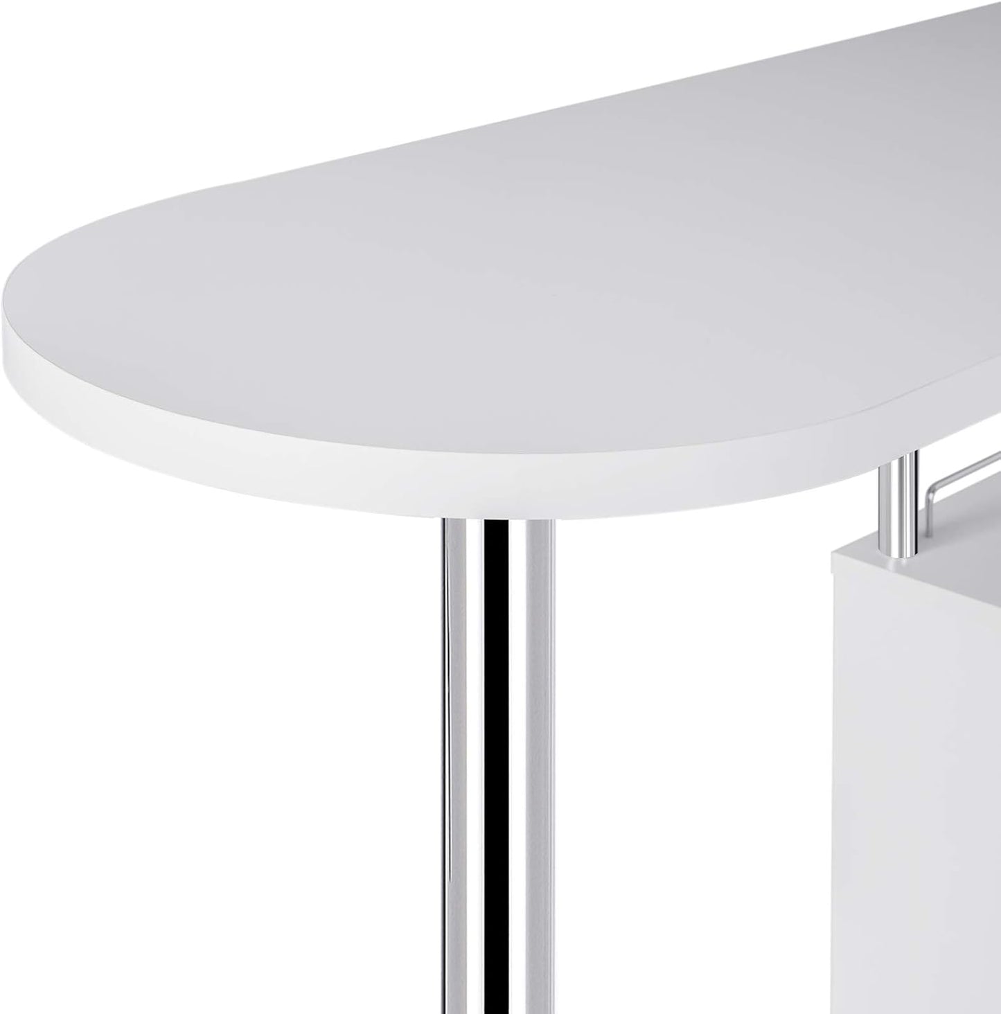 Woltu Bartisch mit Flaschenhalter und 3 Ablagen - Weiß - 113x40x105 cm