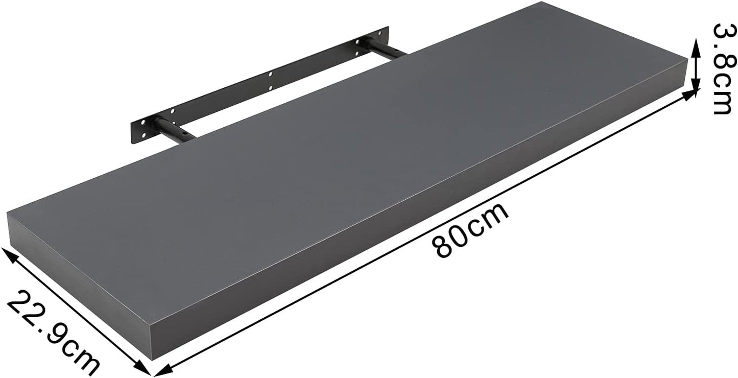 Woltu Floating Wallboard MDF Wandregal Dunkelgrau - 80 x 22,9 x 3,8 cm