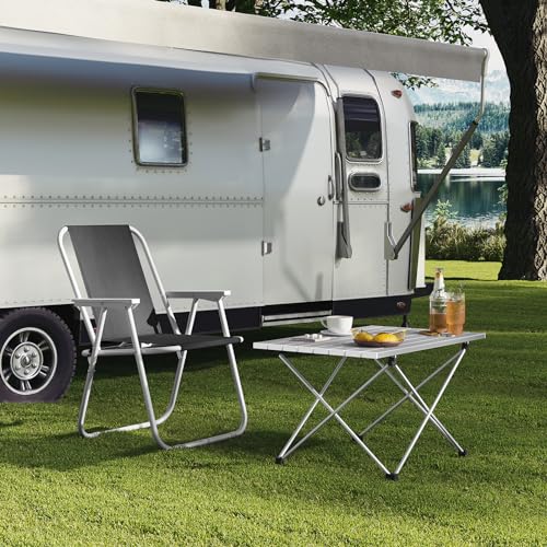Woltu Klapptisch Camping Tisch Picknick Tisch Aluminium Silber 68 x 46 x 40 cm