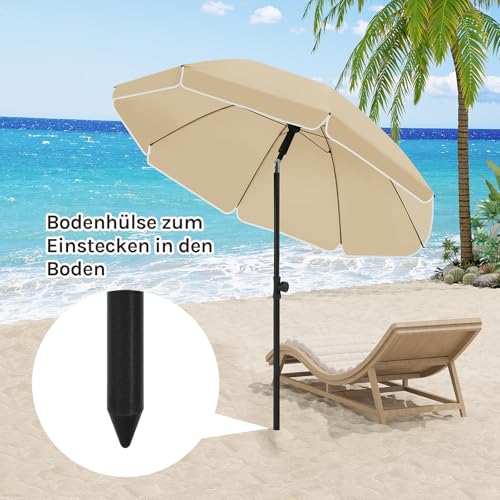 Woltu Sonnenschirm - UV-beständig und wasserdicht - Höhe und Winkel einstellbar - Ideal für Balkon, Terrasse und Strand