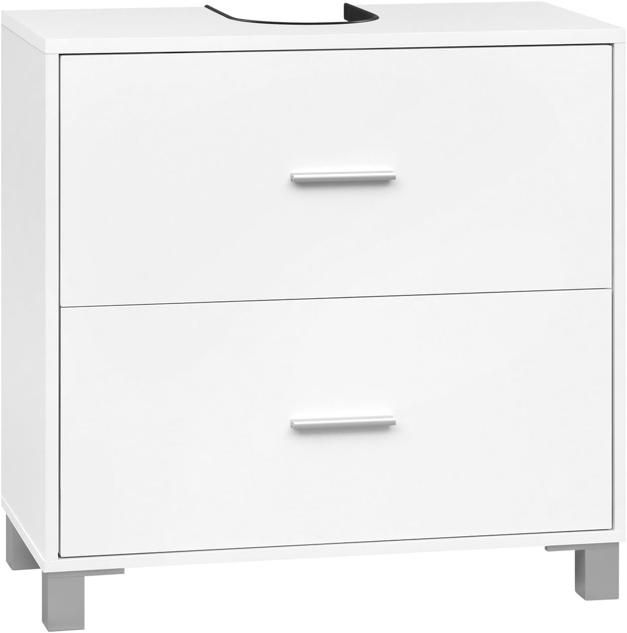 eSituro Waschbeckenunterschrank mit 2 Schubladen – Badezimmermöbel mit Siphonaussparung – Weiß – 60 x 30 x 60 cm