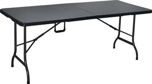 ERRO Klapptisch - Campingtisch - Klapptisch - Klapptisch - Wickerlook - 180x74cm - schwarz