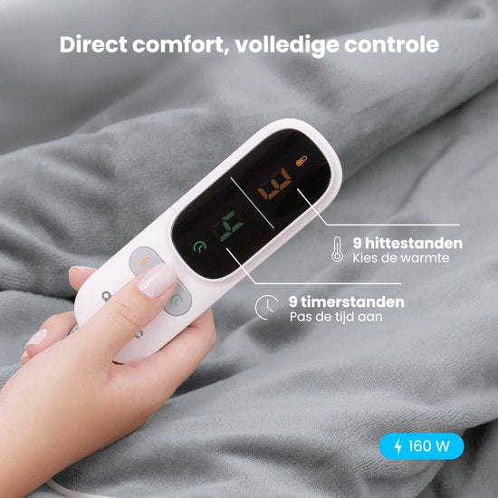 Auronic Electric Blanket - Wärmedecke - Sherpa Fleece - 9 Wärme- und Timer-Einstellungen - Decke - 200x180 - 2 Personen - Grau