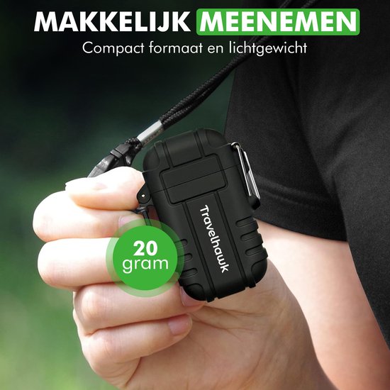 Travelhawk Elektrisches wiederaufladbares Feuerzeug - Langlebiges Plasma Feuerzeug - Feuerzeuge - Elektrisches Feuerzeug - Schwarz