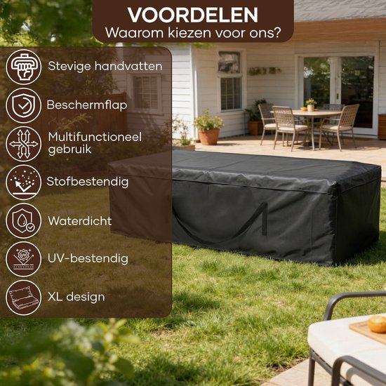 Villux Gartenmöbel-Kissenbezug – Gartenkissenbezug – Wasserdicht – 420D – Aufbewahrungstasche für Gartenkissen – Gartenkissentasche – Schutzhülle für Gartenmöbel – Schutzhülle für Gartenkissen – Schutzhülle für Loungeset – 200 cm x 75 cm x 60 cm
