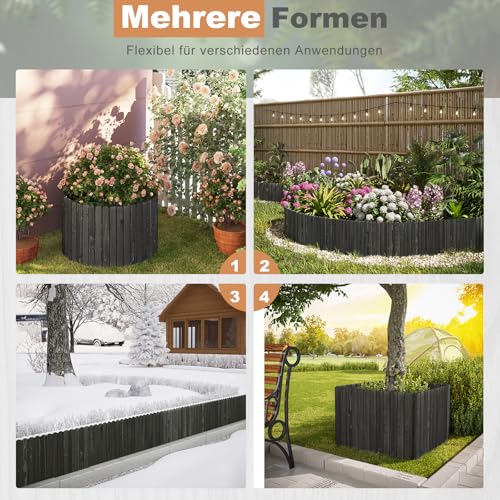 Woltu Flexibler Gartenzaun aus Holz - Anthrazit - 203 x 60 cm
