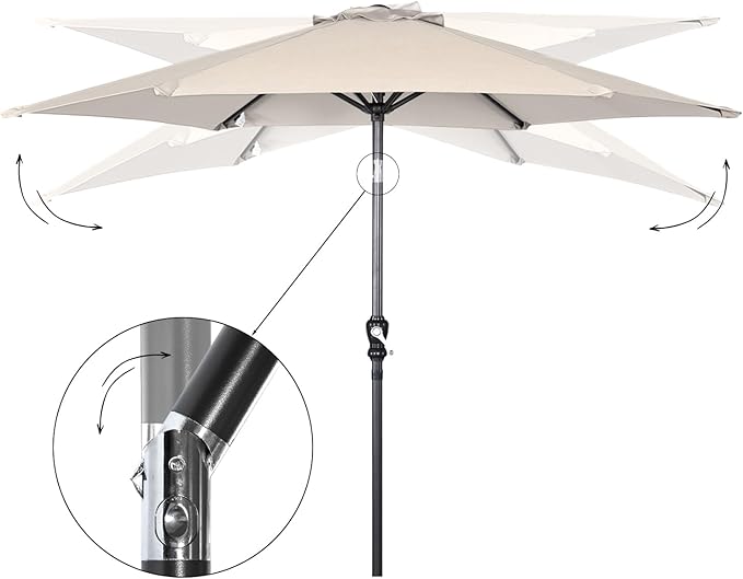 Angel Living Sonnenschirm - Ø250 cm - kippbar - Creme