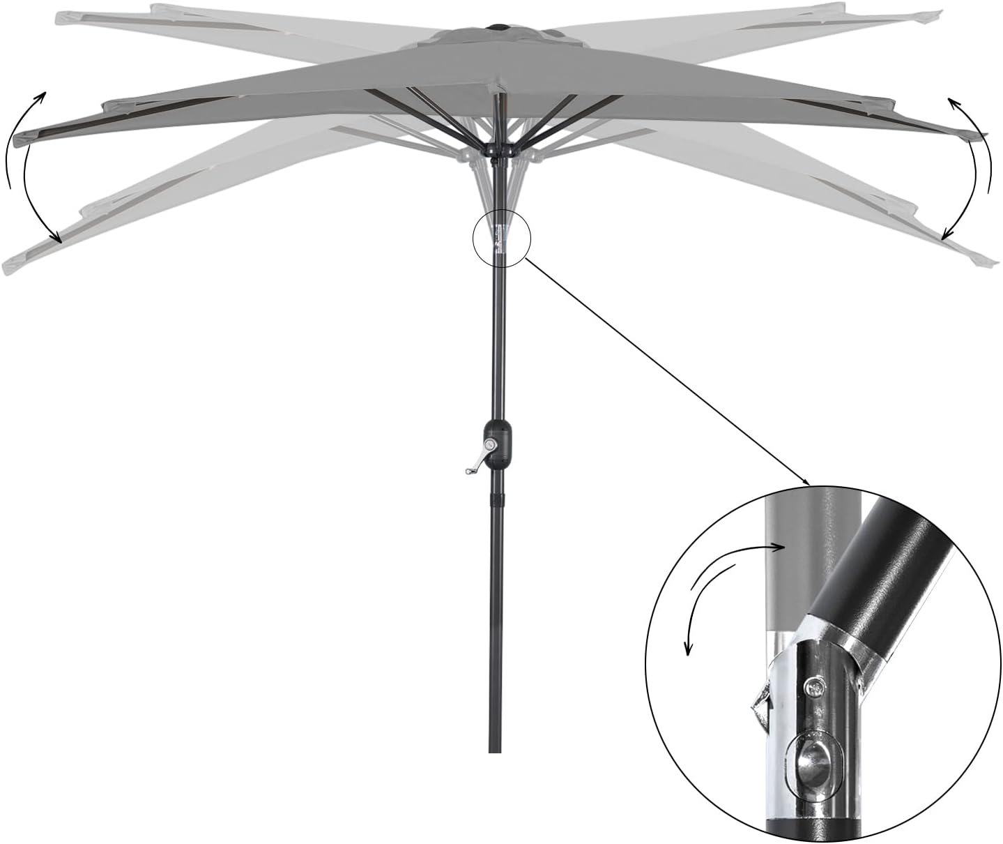 Angel Living Balkon-Sonnenschirm - halbrund - 245 x 120 cm - Grau