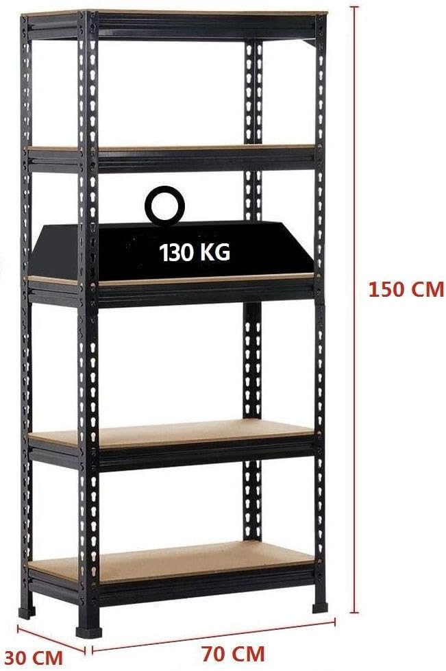Yaheetech Aufbewahrungsregale - 2er-Set - Hochbelastbar - 150×70×30 cm - Verstellbar - Schwarz